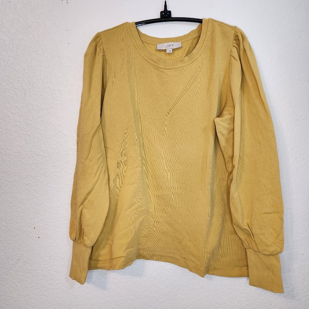 LOFT Women's Golden Long-Sleeve Sweatshirt with‎ Puffed Shoulders, Size M